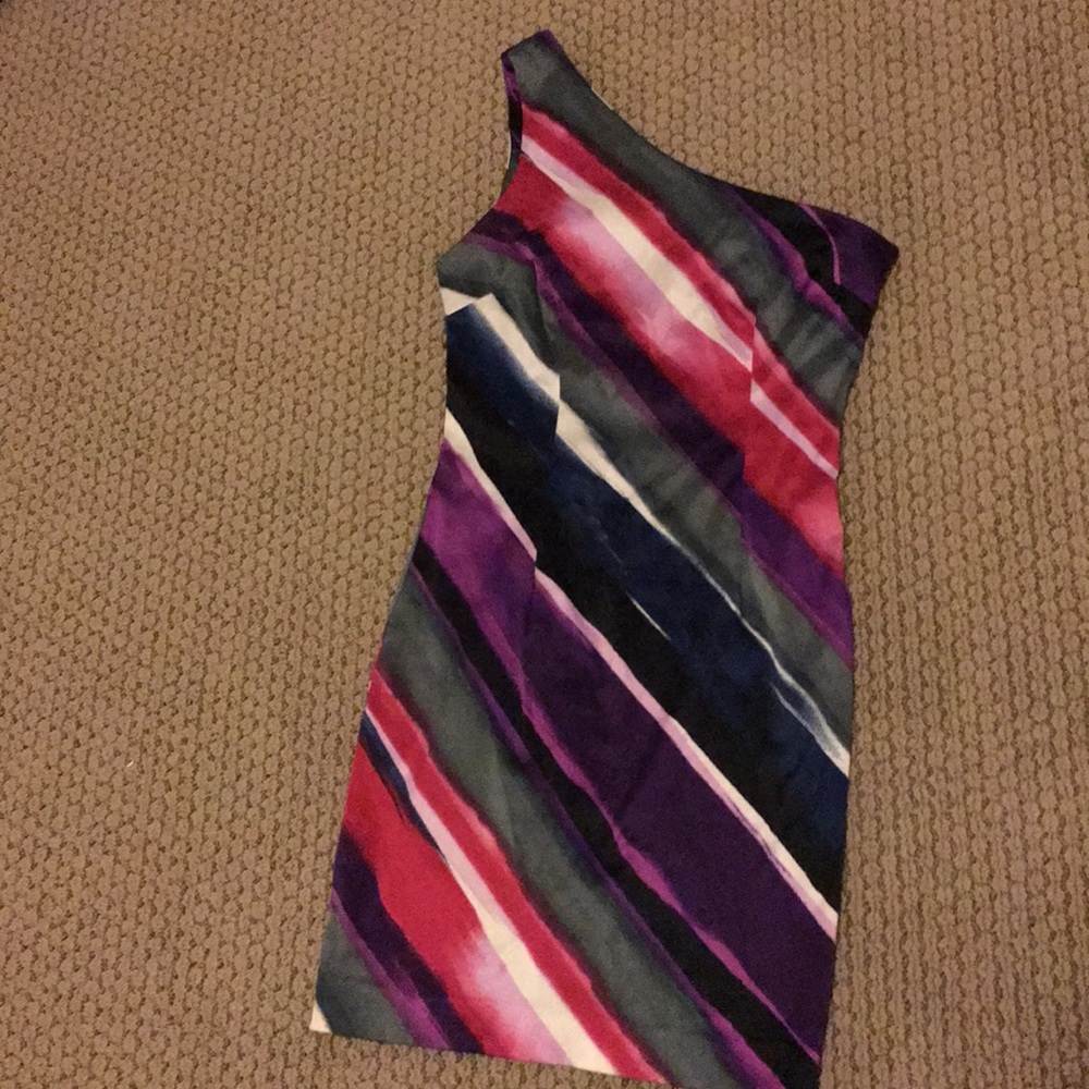 Multi color one strap cocktail mini dress